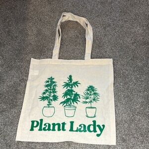 Cream and Green Plant Lady Canvas Tote Bag